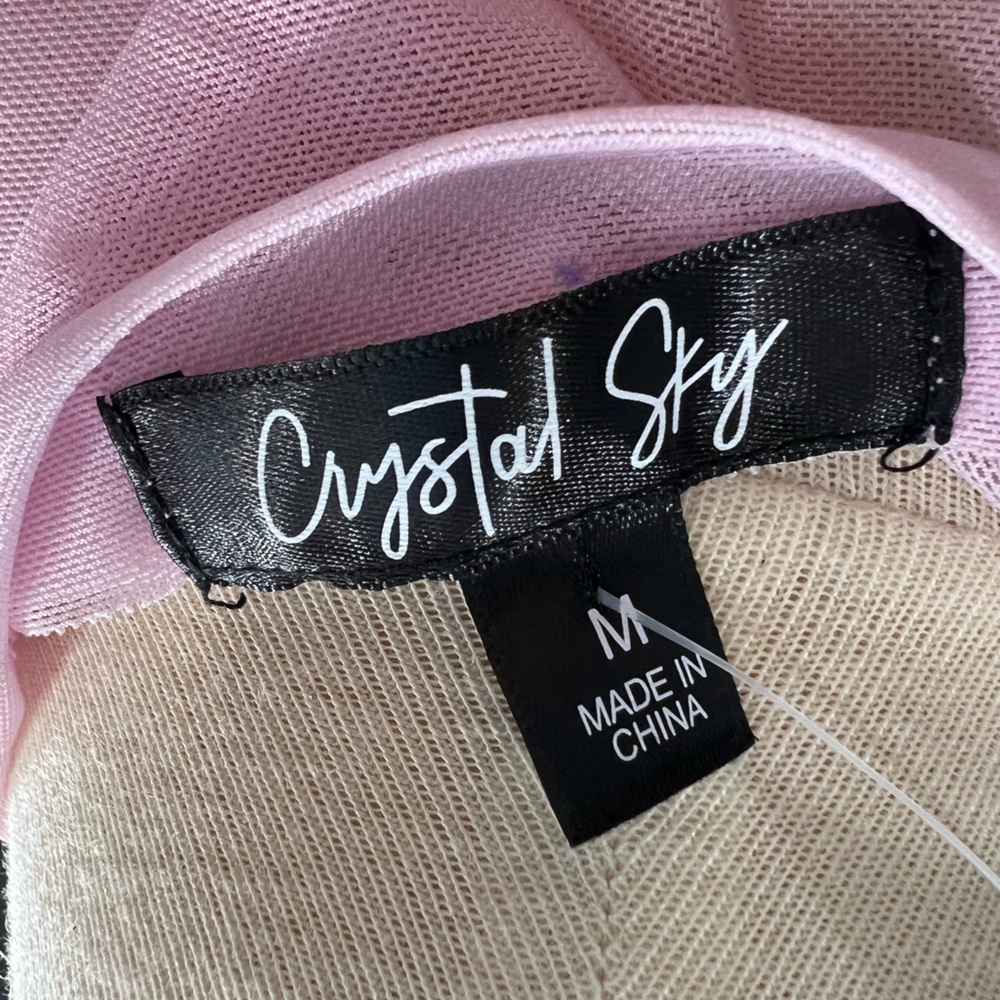 Perfect 4 Spring Simply Beautiful Crystal Sky sheer Barbie Pink dress w/ ruching - Picture 5 of 6